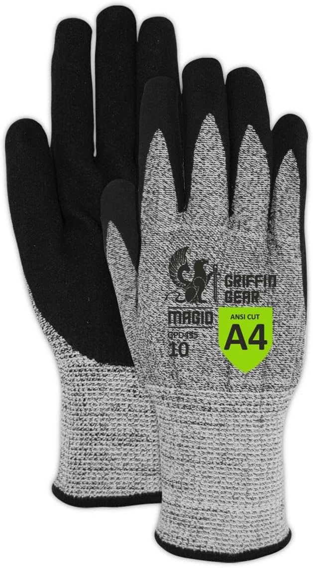 MAGID Griffin Gear ANSI A4 Sandy Nitrile Coated Work Gloves