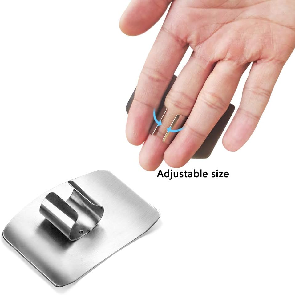 Stainless Steel Finger Guard (5-Pack) - Adjustable Kitchen Safety Protector for Vegetable, Fruit & Meat Cutting