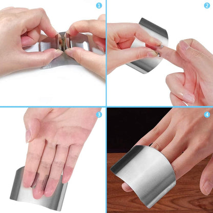 Stainless Steel Finger Guard (5-Pack) - Adjustable Kitchen Safety Protector for Vegetable, Fruit & Meat Cutting