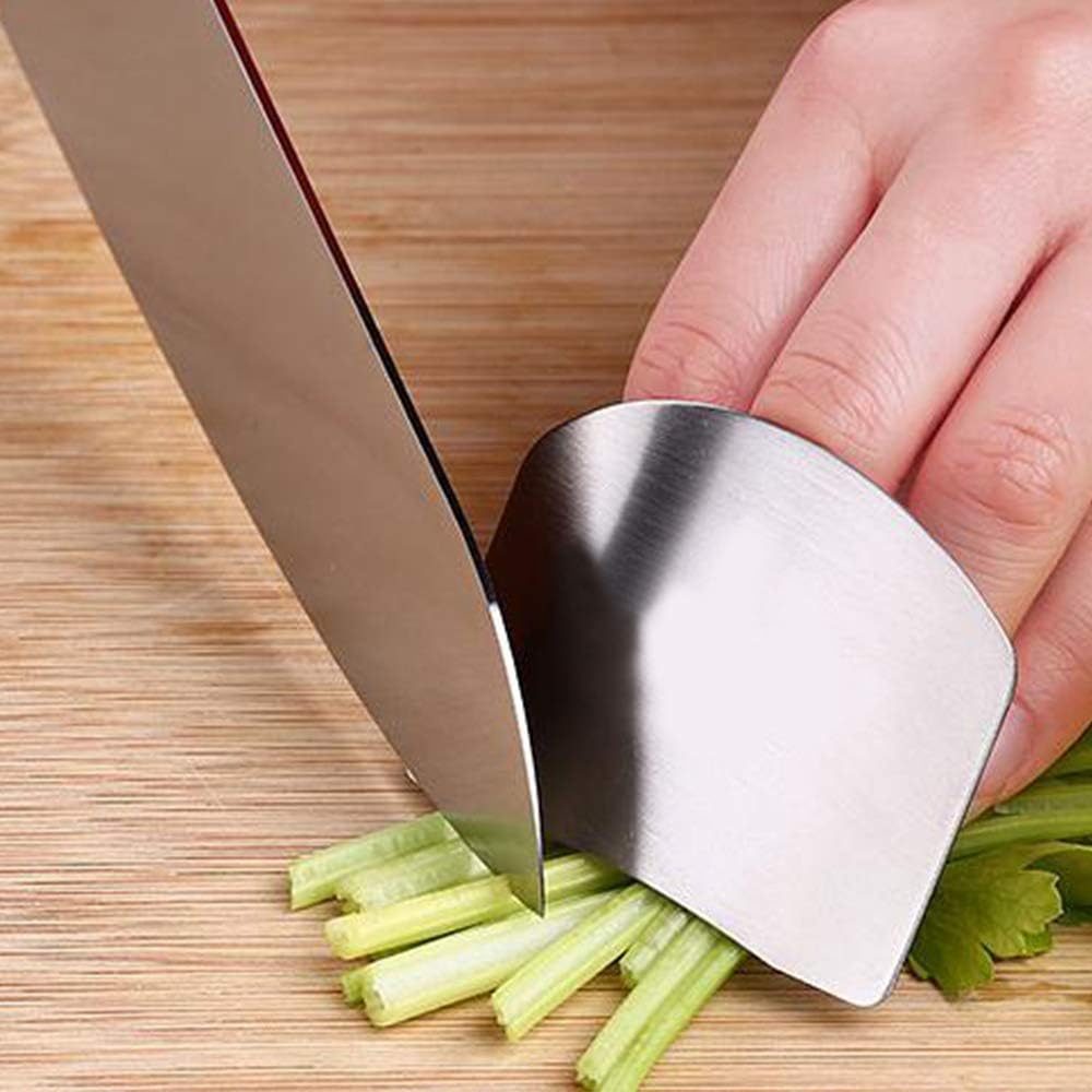 Stainless Steel Finger Guard (5-Pack) - Adjustable Kitchen Safety Protector for Vegetable, Fruit & Meat Cutting