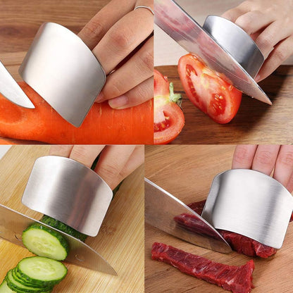 Stainless Steel Finger Guard (5-Pack) - Adjustable Kitchen Safety Protector for Vegetable, Fruit & Meat Cutting