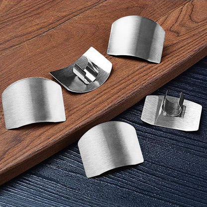 Stainless Steel Finger Guard (5-Pack) - Adjustable Kitchen Safety Protector for Vegetable, Fruit & Meat Cutting