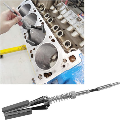 Adjustable Engine Cylinder Hone Tool, 1-1/4" to 3-1/2" Bore | 3-Stone 220 Grit Deglazer, Auto Bore Grinding, Cylinder Wall Honing Tool, Brake Piston Repair, Spring Loaded Tension Claws
