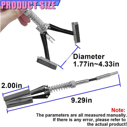 Adjustable Engine Cylinder Hone Tool, 1-1/4" to 3-1/2" Bore | 3-Stone 220 Grit Deglazer, Auto Bore Grinding, Cylinder Wall Honing Tool, Brake Piston Repair, Spring Loaded Tension Claws