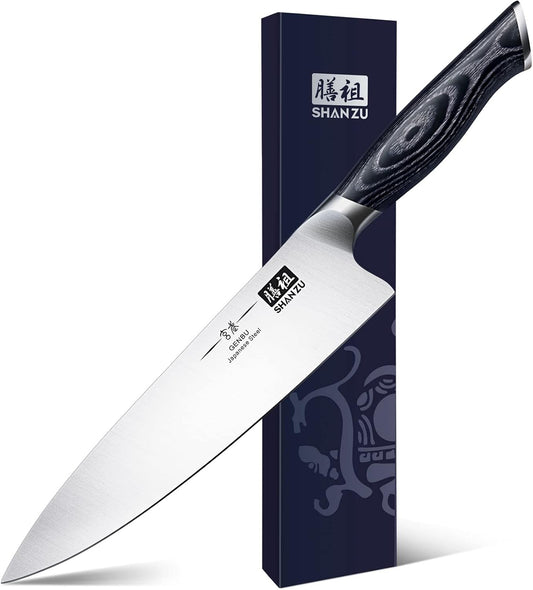 8 inch Japanese Chef Knife, Chefs Knife Kitchen Knives, Japanese Super Steel Sharp Chef's Knives with K133 Ergonomic Handle, Black Tortoise Genbu Series