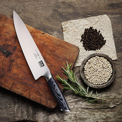 8 inch Japanese Chef Knife, Chefs Knife Kitchen Knives, Japanese Super Steel Sharp Chef's Knives with K133 Ergonomic Handle, Black Tortoise Genbu Series