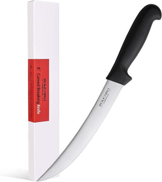 8 Inch Curved Breaking Knife, Butcher Knife for Meat Cutting | High-carbon steel, Ultra-sharp for meat & bone, Ergonomic non-slip handle, Ideal for butcher & kitchen, 8-inch curved blade.