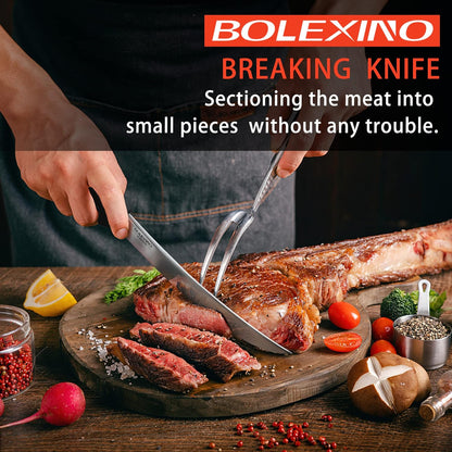 8 Inch Curved Breaking Knife, Butcher Knife for Meat Cutting | High-carbon steel, Ultra-sharp for meat & bone, Ergonomic non-slip handle, Ideal for butcher & kitchen, 8-inch curved blade.