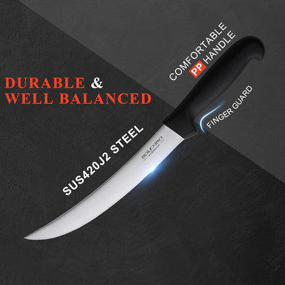 8 Inch Curved Breaking Knife, Butcher Knife for Meat Cutting | High-carbon steel, Ultra-sharp for meat & bone, Ergonomic non-slip handle, Ideal for butcher & kitchen, 8-inch curved blade.