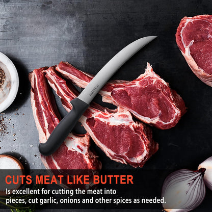 8 Inch Curved Breaking Knife, Butcher Knife for Meat Cutting | High-carbon steel, Ultra-sharp for meat & bone, Ergonomic non-slip handle, Ideal for butcher & kitchen, 8-inch curved blade.
