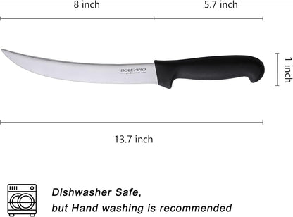 8 Inch Curved Breaking Knife, Butcher Knife for Meat Cutting | High-carbon steel, Ultra-sharp for meat & bone, Ergonomic non-slip handle, Ideal for butcher & kitchen, 8-inch curved blade.