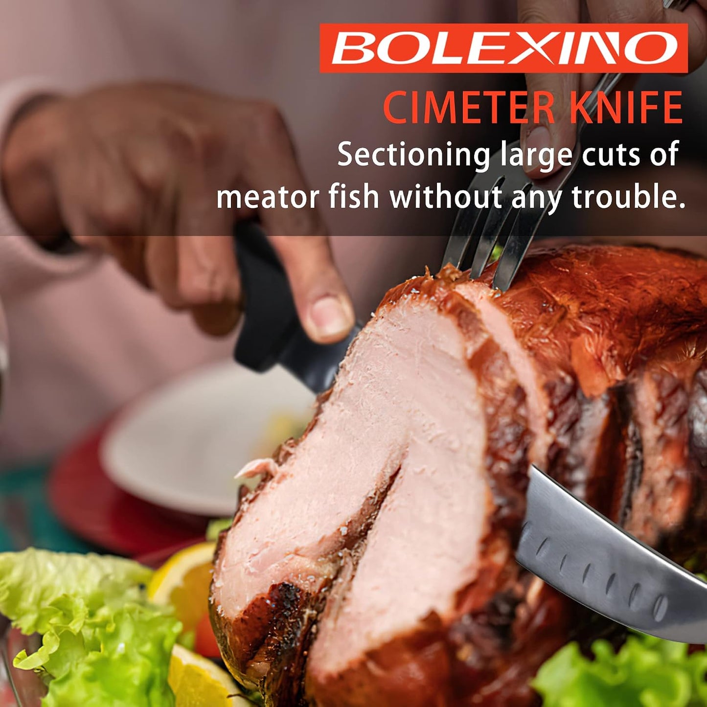 8 Inch Curved Breaking Knife, Butcher Knife for Meat Cutting | High-carbon steel, Ultra-sharp for meat & bone, Ergonomic non-slip handle, Ideal for butcher & kitchen, 8-inch curved blade.