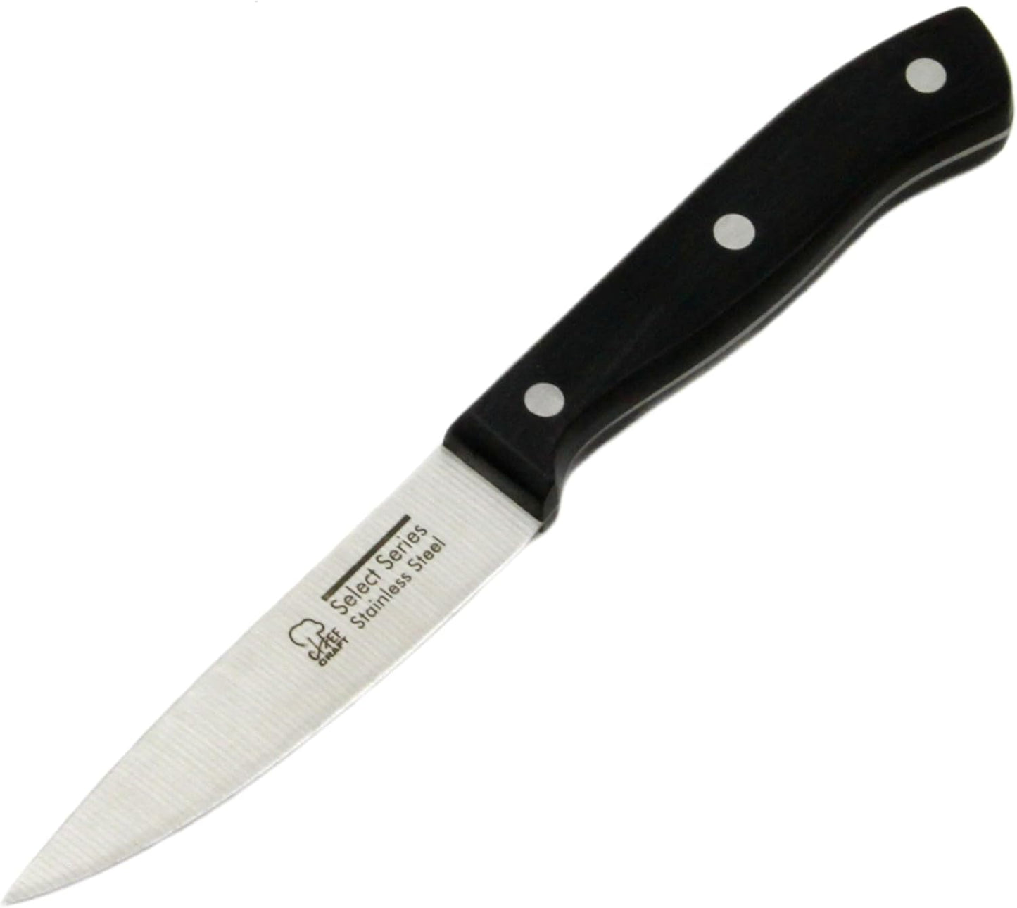 Select Stainless Steel Paring Knife, 4 inch blade 12 inch in length, Black