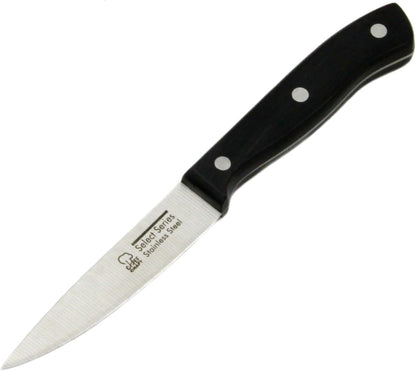 Select Stainless Steel Paring Knife, 4 inch blade 12 inch in length, Black