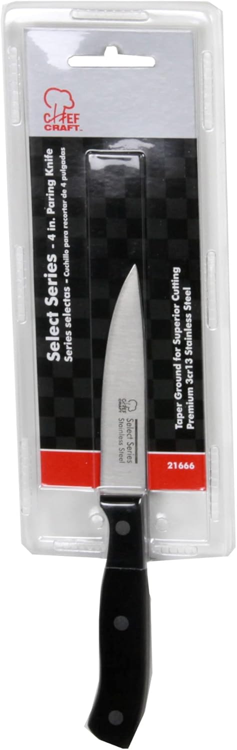 Select Stainless Steel Paring Knife, 4 inch blade 12 inch in length, Black