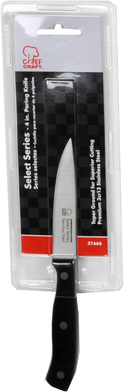 Select Stainless Steel Paring Knife, 4 inch blade 12 inch in length, Black