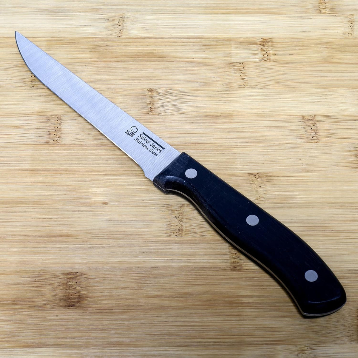 Select Stainless Steel Paring Knife, 4 inch blade 12 inch in length, Black