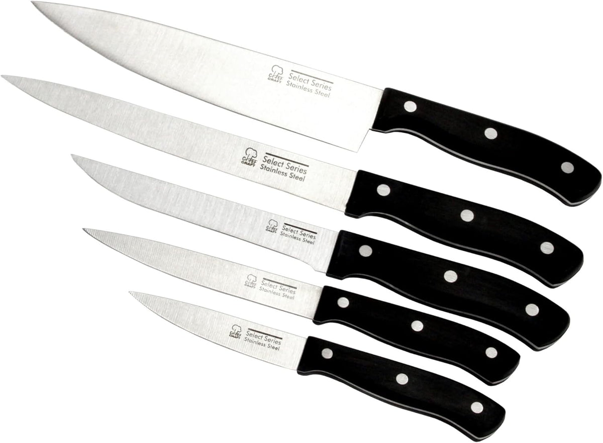Select Stainless Steel Paring Knife, 4 inch blade 12 inch in length, Black