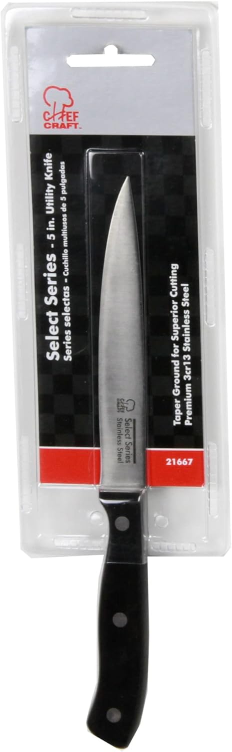 Select Stainless Steel Paring Knife, 4 inch blade 12 inch in length, Black