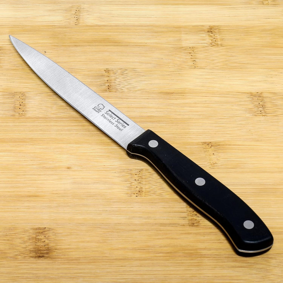 Select Stainless Steel Paring Knife, 4 inch blade 12 inch in length, Black