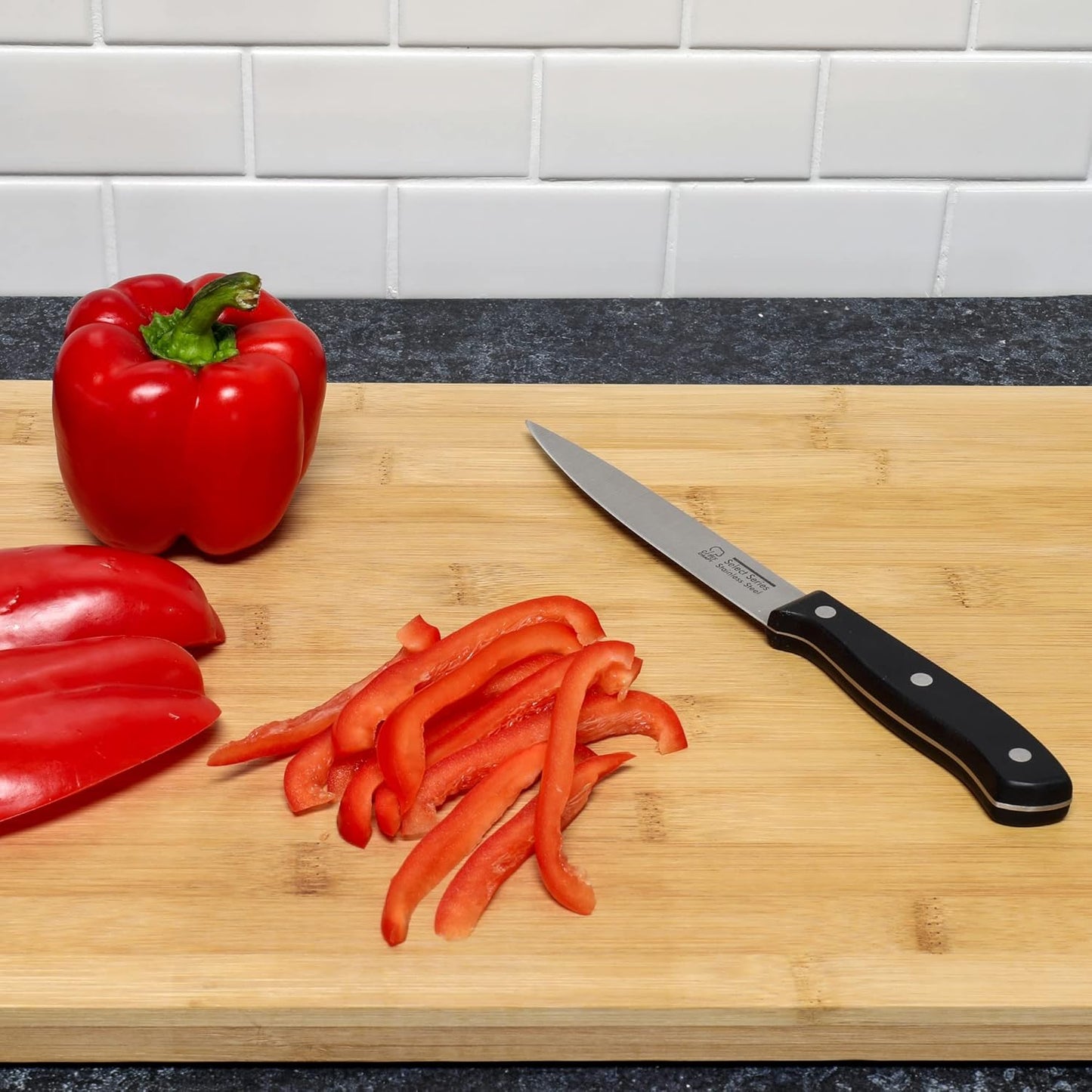Select Stainless Steel Paring Knife, 4 inch blade 12 inch in length, Black