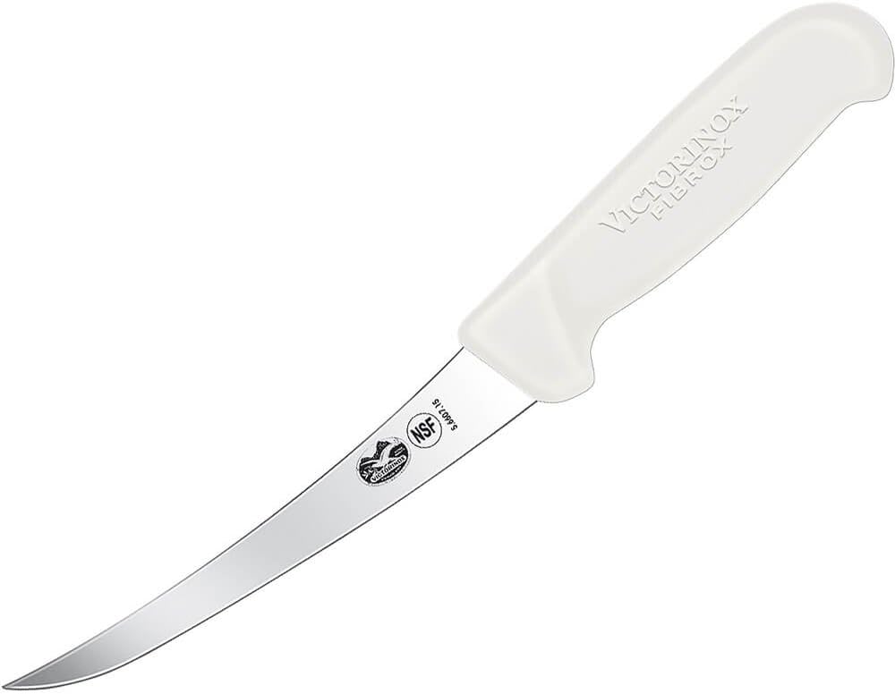 5660715 6" White Fibrox Curved Semi-Stiff Boning Knife