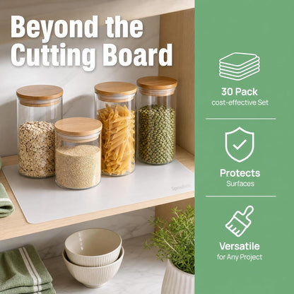 30 Pack Plastic Cutting Board Mats, Flexible Clear Cutting Mats 17 x 11 In, Kitchen Cutting Board Sheets Frosted Placemats BPA-Free, Non-Porous