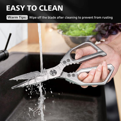 Heavy Duty Kitchen Scissors All Purpose - Professional Stainless Steel Japanese Kitchen Shears for Food, Chicken Bones & Turkey | Dishwasher Safe, Sharp Meat & Poultry Scissors (Traditional)