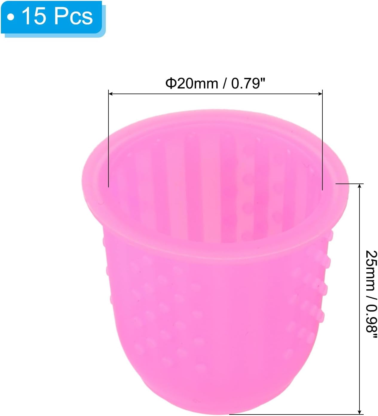 Rubber Finger Tips, 15 Pack Silicone Thumb Fingertip Protector Finger Cots Covers Guard Pads Thimble Grips for Office Counting Sewing, Pink Large Size