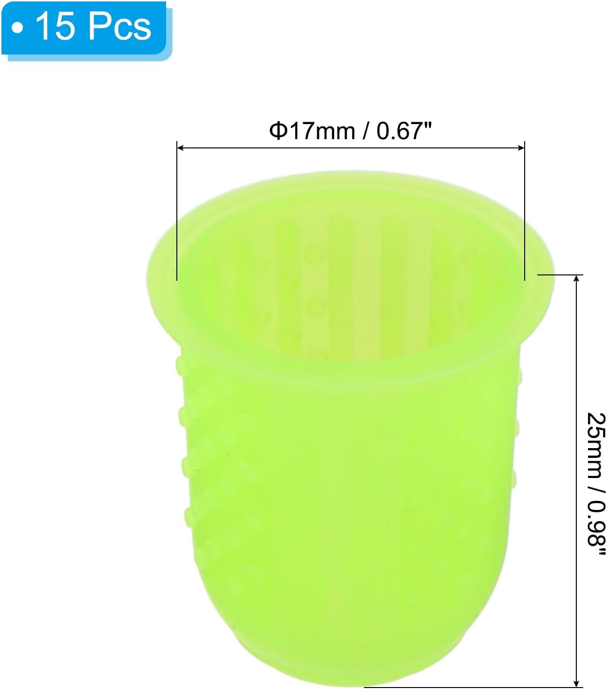Rubber Finger Tips, 15 Pack Silicone Thumb Fingertip Protector Finger Cots Covers Guard Pads Thimble Grips for Office Counting Sewing, Pink Large Size