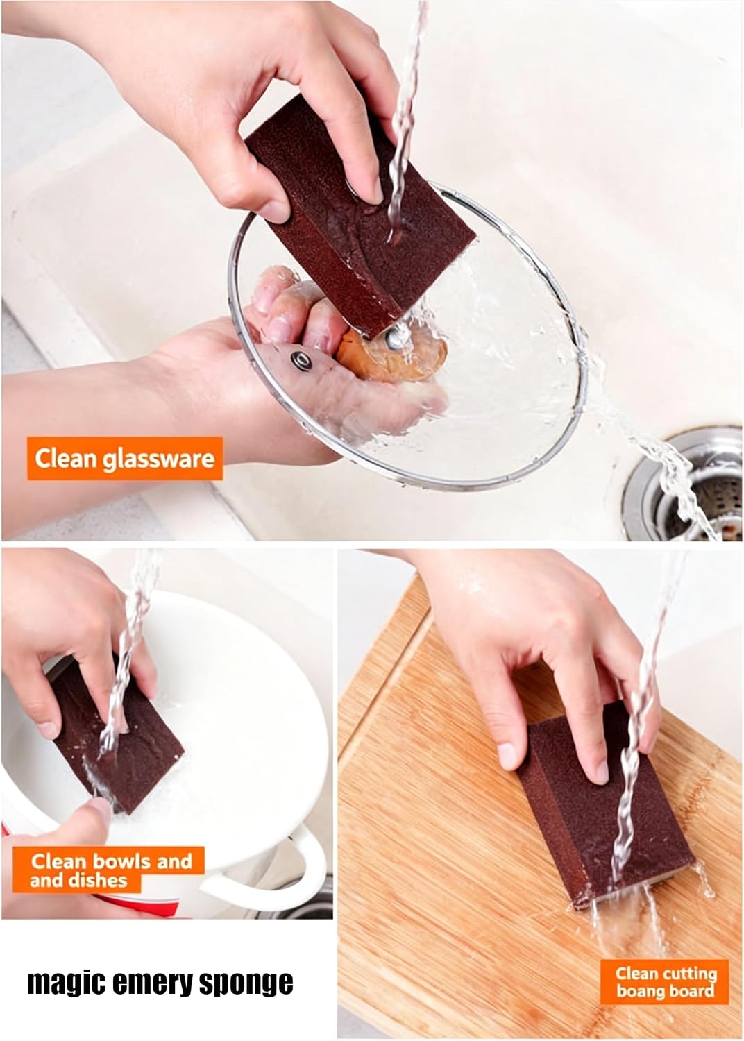 Magic Emery Cleaning Sponge Nano Carborundum Sponge Scrub Pad Pot Scrubber for Removing Rust Cleaning Pots and Pans (5 Pack)