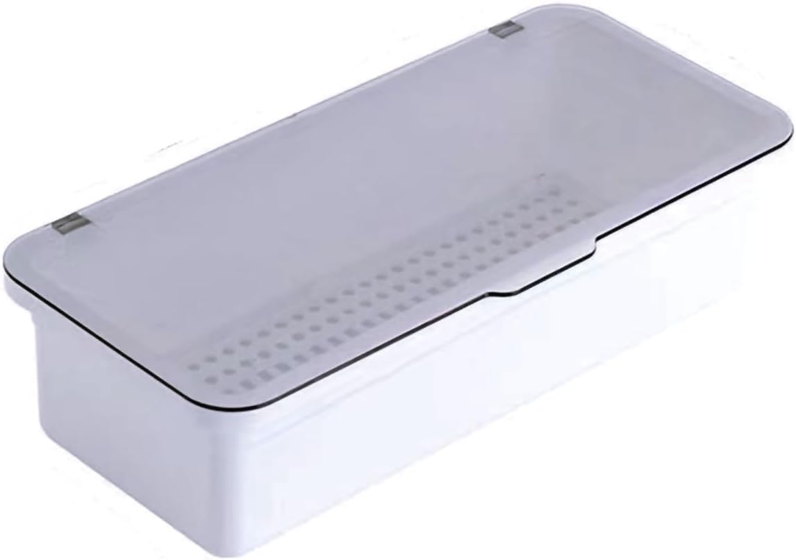 Flatware Tray with Lid and Drainer,Silverware Tray Kitchen Dinnerware Holder and Utensil Storage Container for Flatware and Silverware (White)