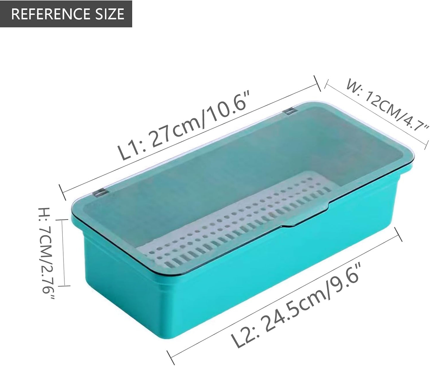 Flatware Tray with Lid and Drainer,Silverware Tray Kitchen Dinnerware Holder and Utensil Storage Container for Flatware and Silverware (White)