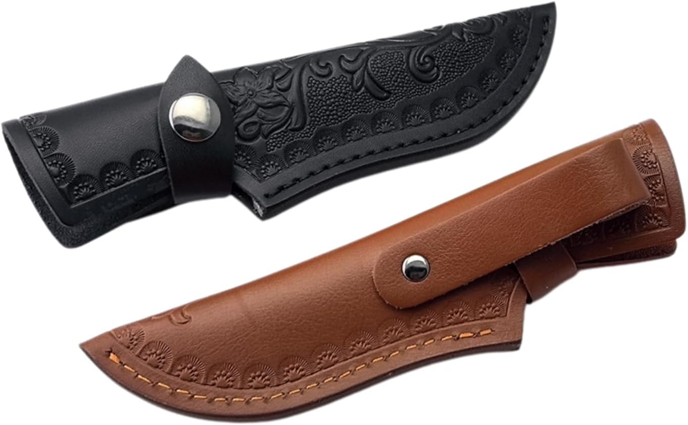 Leather Knife Sheath for Fixed Blade - 4.3 Inch Belt Loop,Handcrafted Protective Cover for Hunting,Outdoor & Tactical Knives (【M】 Brown / 7.28 in)
