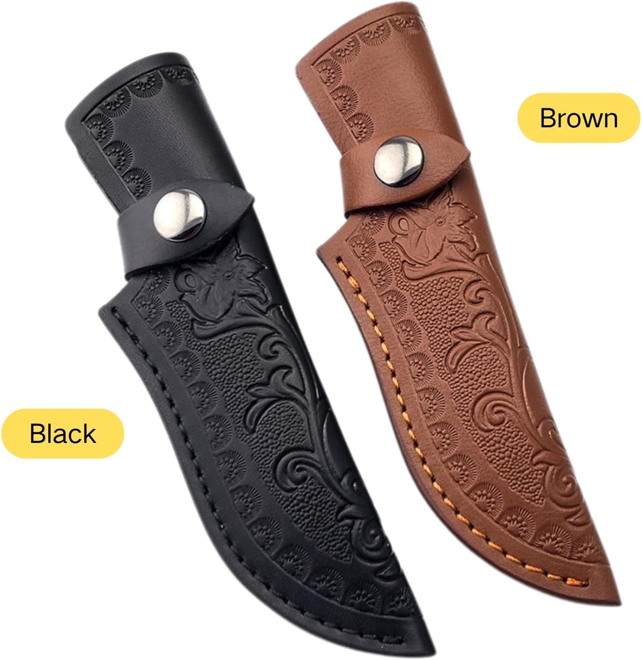 Leather Knife Sheath for Fixed Blade - 4.3 Inch Belt Loop,Handcrafted Protective Cover for Hunting,Outdoor & Tactical Knives (【M】 Brown / 7.28 in)