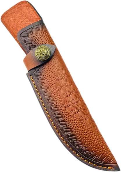 Leather Knife Sheath for Fixed Blade - 4.3 Inch Belt Loop,Handcrafted Protective Cover for Hunting,Outdoor & Tactical Knives (【M】 Brown / 7.28 in)