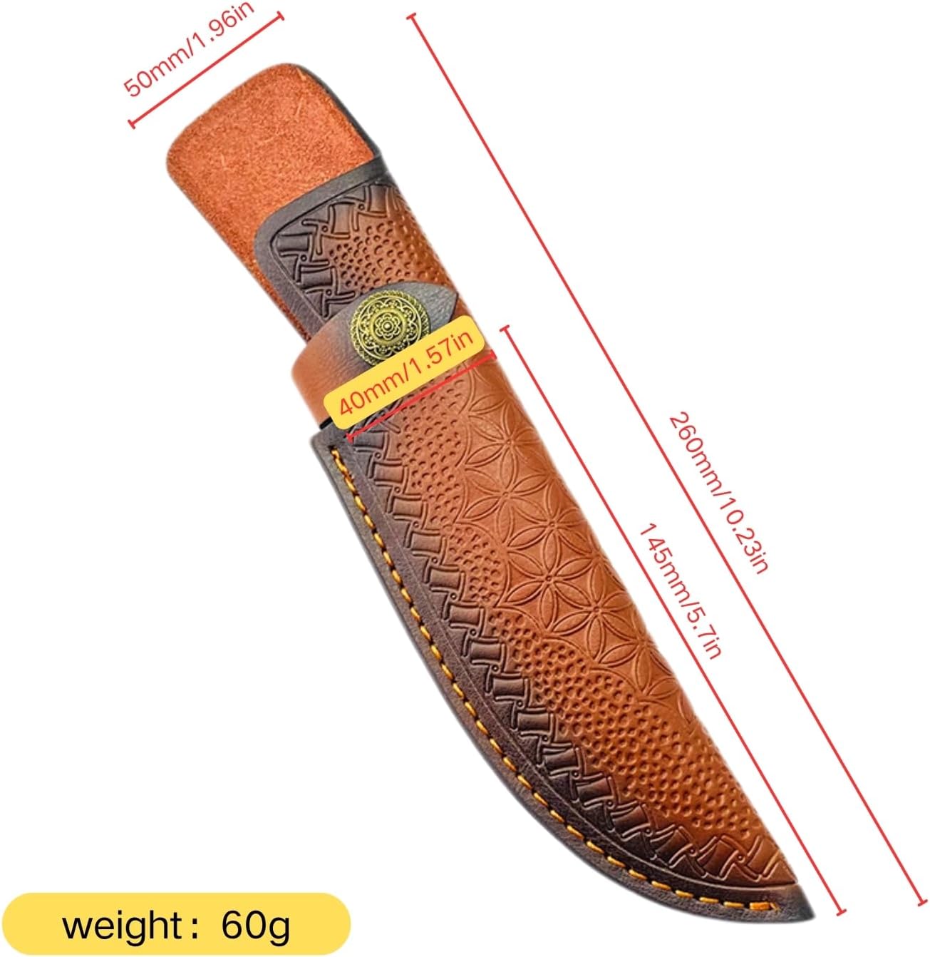 Leather Knife Sheath for Fixed Blade - 4.3 Inch Belt Loop,Handcrafted Protective Cover for Hunting,Outdoor & Tactical Knives (【M】 Brown / 7.28 in)
