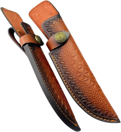 Leather Knife Sheath for Fixed Blade - 4.3 Inch Belt Loop,Handcrafted Protective Cover for Hunting,Outdoor & Tactical Knives (【M】 Brown / 7.28 in)