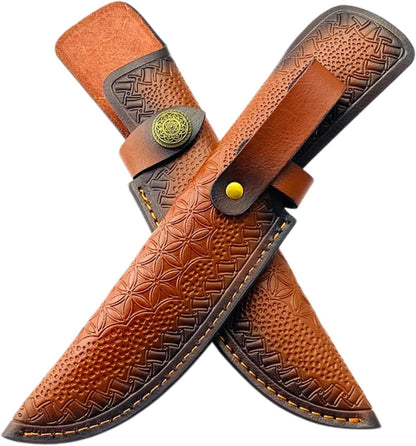 Leather Knife Sheath for Fixed Blade - 4.3 Inch Belt Loop,Handcrafted Protective Cover for Hunting,Outdoor & Tactical Knives (【M】 Brown / 7.28 in)