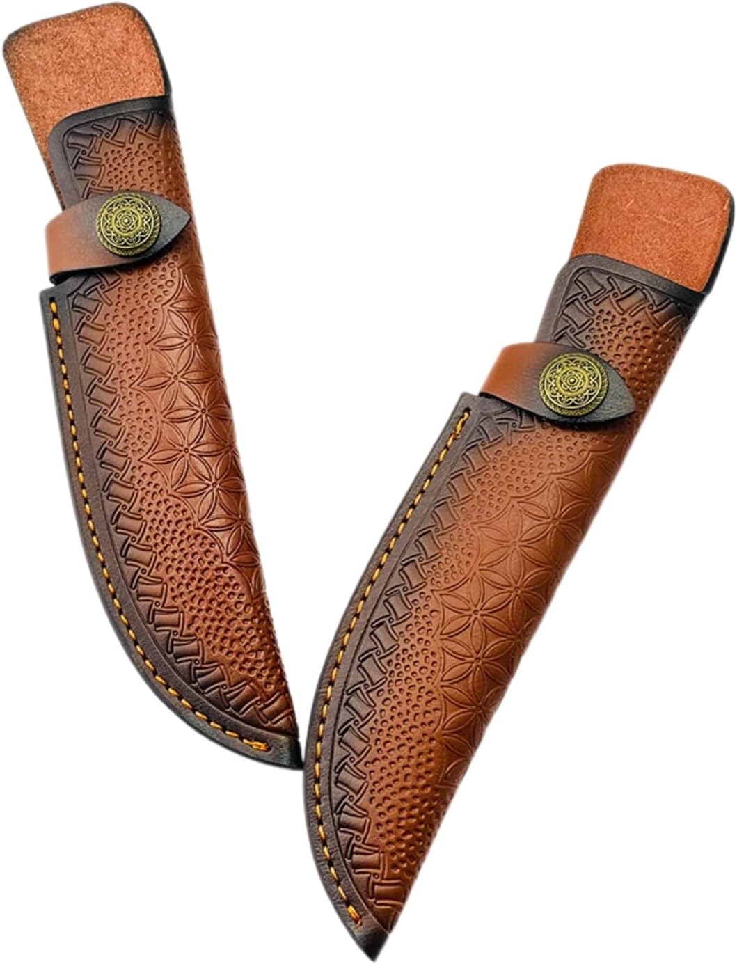 Leather Knife Sheath for Fixed Blade - 4.3 Inch Belt Loop,Handcrafted Protective Cover for Hunting,Outdoor & Tactical Knives (【M】 Brown / 7.28 in)