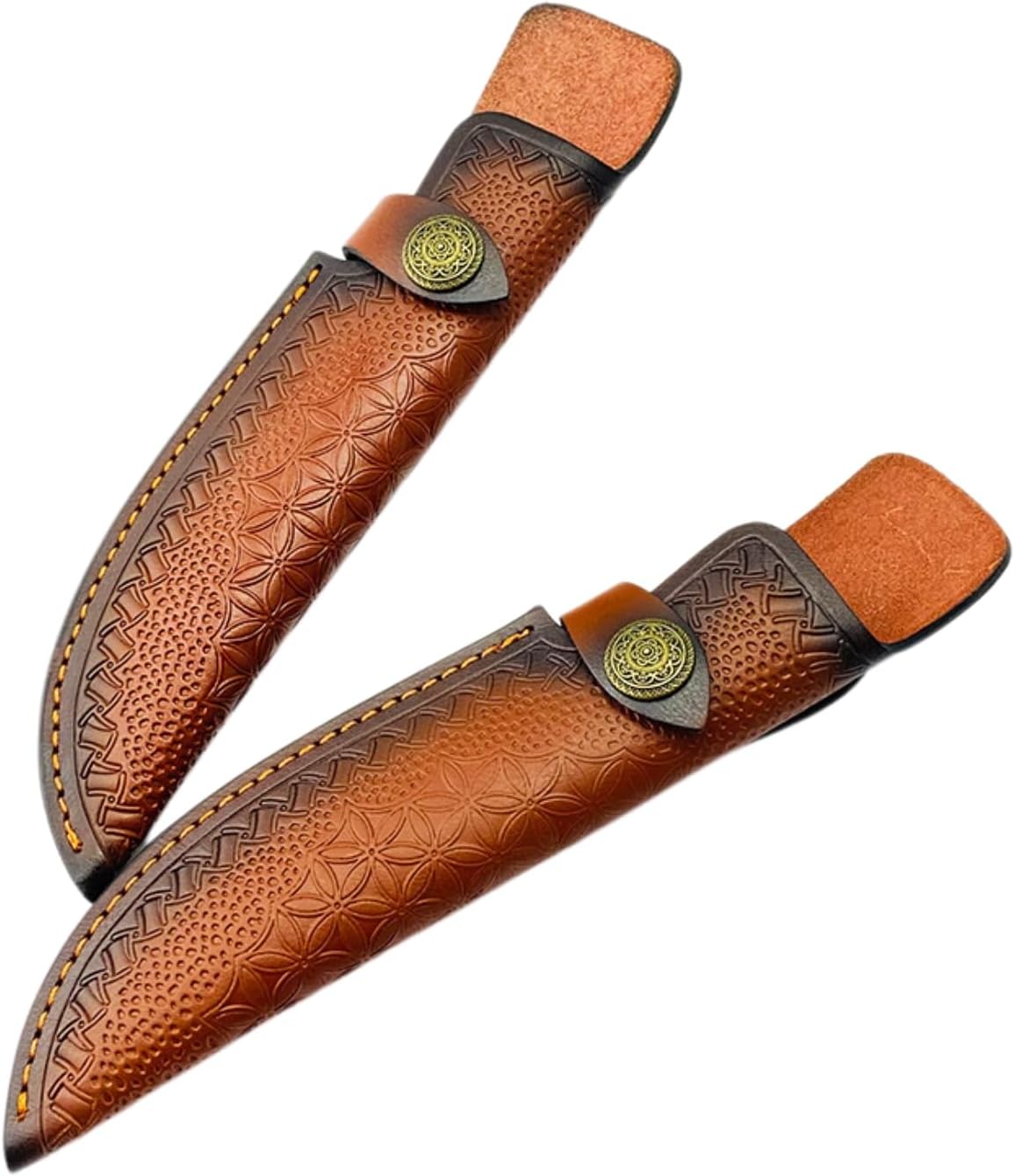 Leather Knife Sheath for Fixed Blade - 4.3 Inch Belt Loop,Handcrafted Protective Cover for Hunting,Outdoor & Tactical Knives (【M】 Brown / 7.28 in)