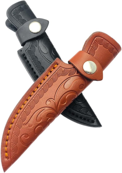 Leather Knife Sheath for Fixed Blade - 4.3 Inch Belt Loop,Handcrafted Protective Cover for Hunting,Outdoor & Tactical Knives (【M】 Brown / 7.28 in)