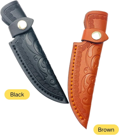 Leather Knife Sheath for Fixed Blade - 4.3 Inch Belt Loop,Handcrafted Protective Cover for Hunting,Outdoor & Tactical Knives (【M】 Brown / 7.28 in)