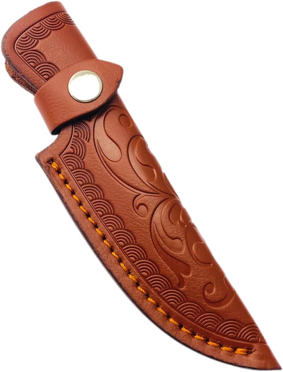 Leather Knife Sheath for Fixed Blade - 4.3 Inch Belt Loop,Handcrafted Protective Cover for Hunting,Outdoor & Tactical Knives (【M】 Brown / 7.28 in)