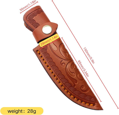 Leather Knife Sheath for Fixed Blade - 4.3 Inch Belt Loop,Handcrafted Protective Cover for Hunting,Outdoor & Tactical Knives (【M】 Brown / 7.28 in)