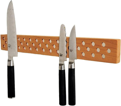 Magnetic Wooden Knife Bar Holder Strip, Cherry or Walnut, 12, 16, 20, or 24 Inch (16 Inch, Walnut)