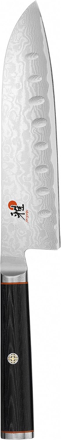 Kaizen Hollow Edge Santoku Knife, 5.5-inch, Black/Stainless Steel