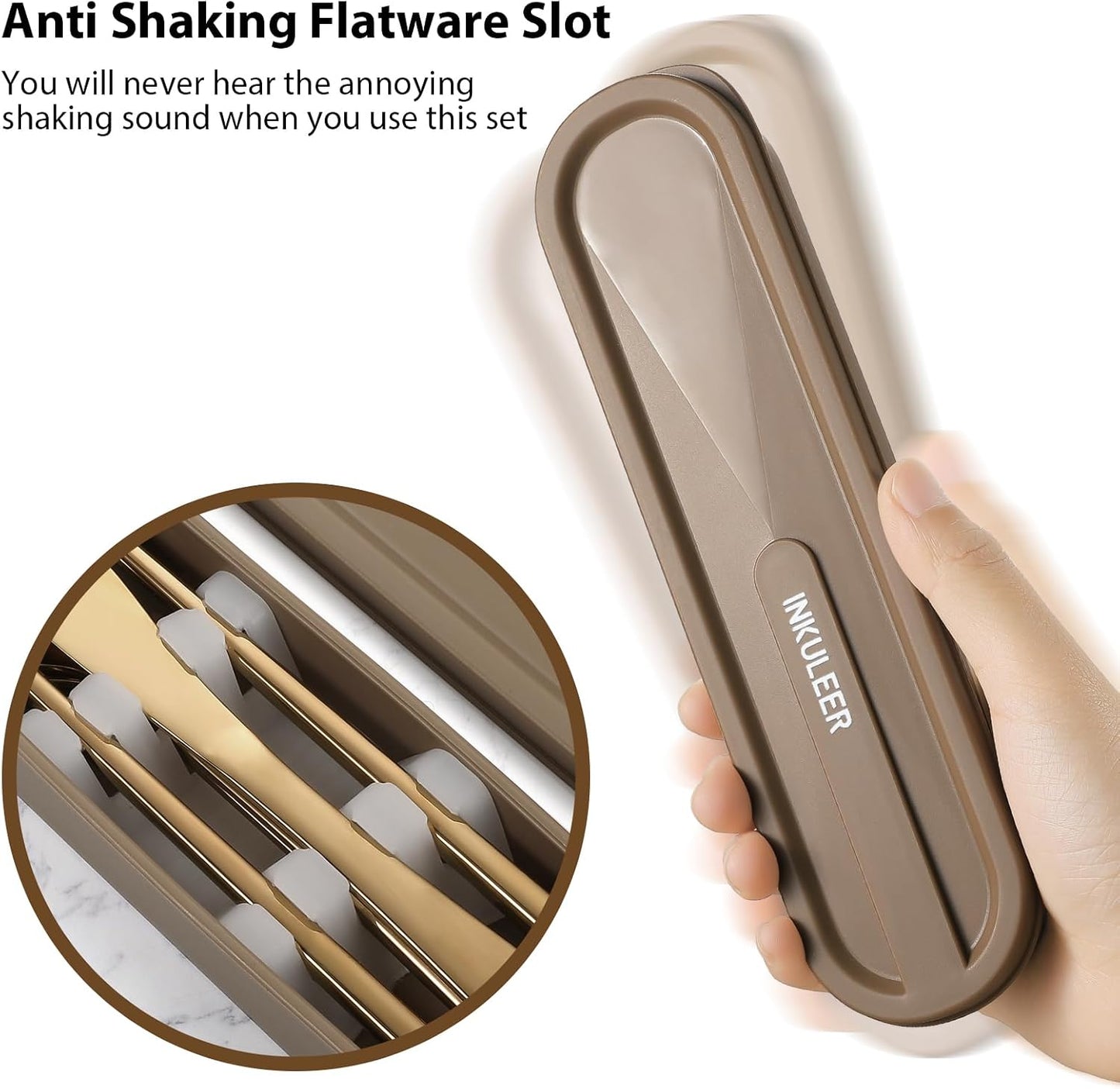 Travel cutlery set, 18/8 stainless steel cutlery, Reusable utensils set with case, Portable Silverware Lunch Box for Camping and Office (Rose Gold/knife set)