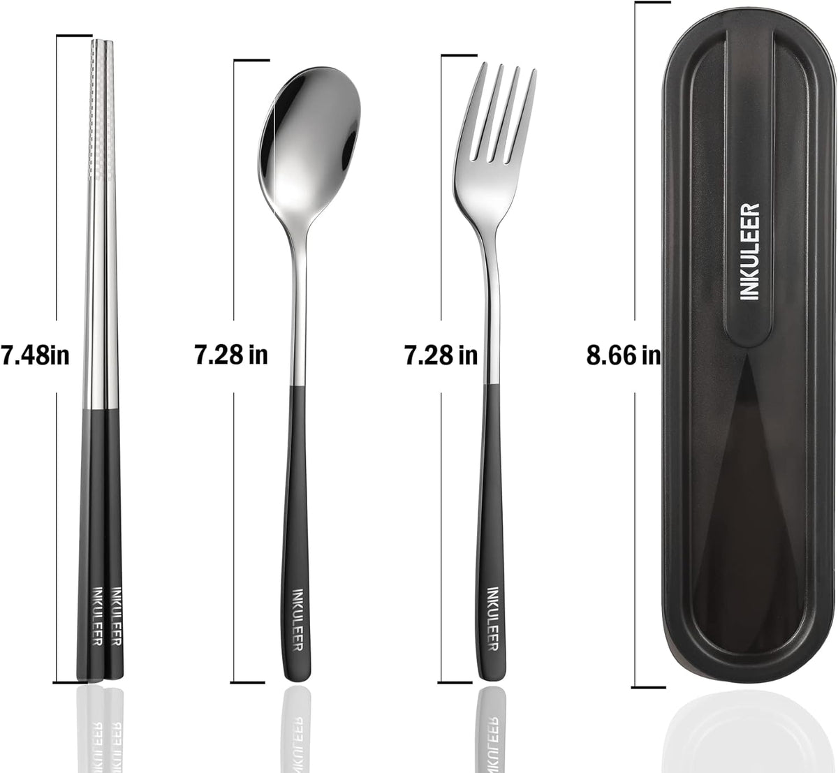 Travel cutlery set, 18/8 stainless steel cutlery, Reusable utensils set with case, Portable Silverware Lunch Box for Camping and Office (Rose Gold/knife set)