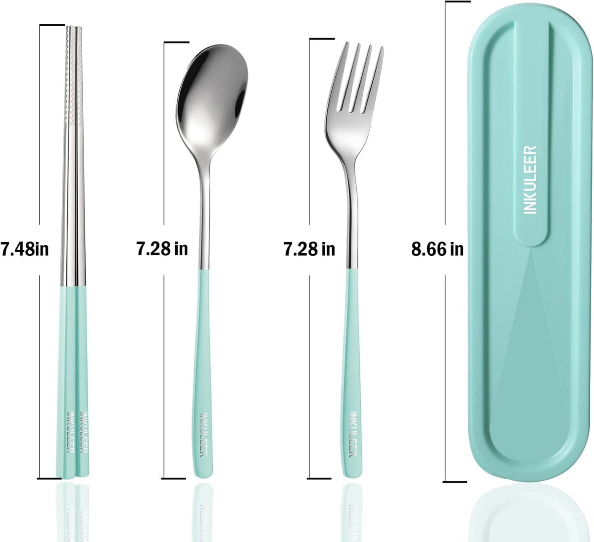 Travel cutlery set, 18/8 stainless steel cutlery, Reusable utensils set with case, Portable Silverware Lunch Box for Camping and Office (Rose Gold/knife set)